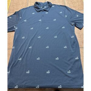 Oakley Hydrolix Golf Flag Print Gray Performance Stretch‎ Polo Shirt Mens Sz XL